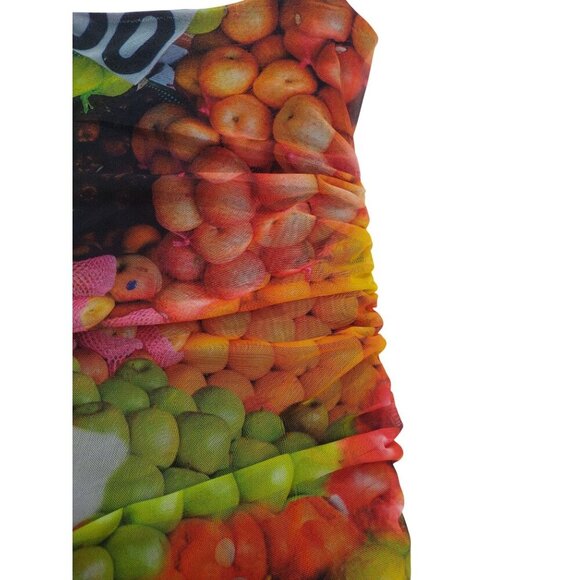 Zara Fruit Print Maxi Dress With Ruched Detail & Spaghetti Straps Polyester (S) - Picture 6 of 8